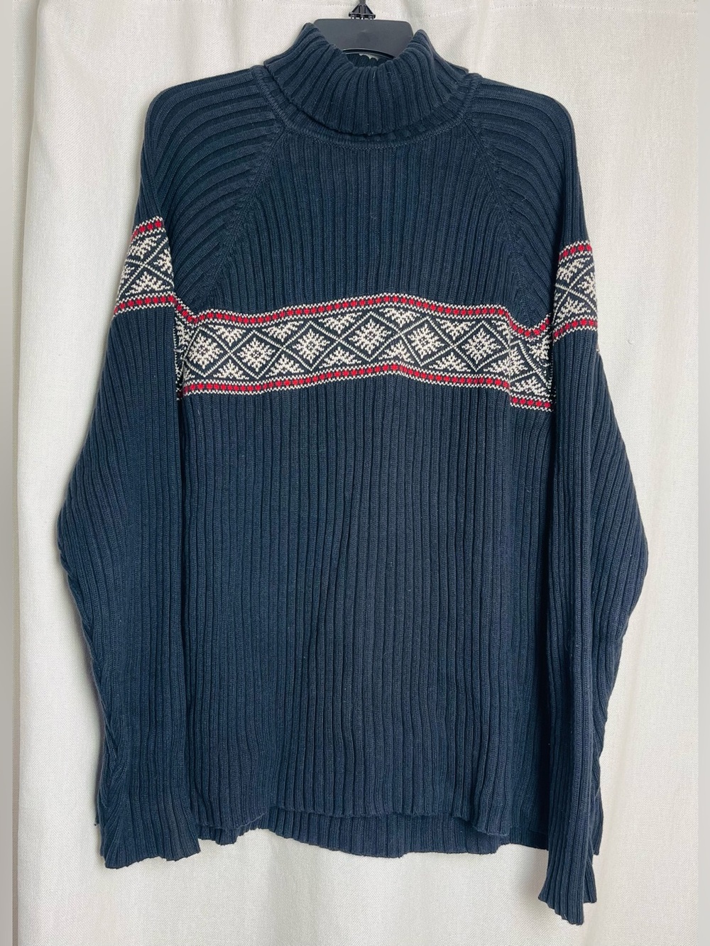 VTG 90s Brandini Cotton Knit Mens Sweater Ski Style Turtleneck Long Sleeve 2XL